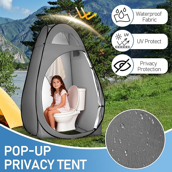 Pop Up Changing Tent for Beach Camping Portable Shower Tents Outdoor Privacy Bathroom Change Dressing Clothes Porta Potty Tent Pop Up Instant for Camp Toilet (Dark Gray)