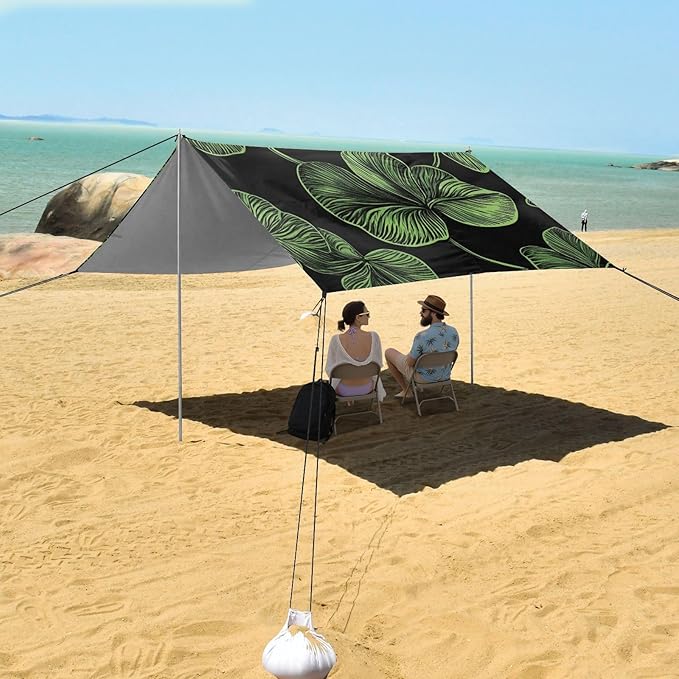ALAZA Three Leaved Shamrocks Saint Patricks Day Beach Tent Sun Shelter Portable Canopy Sunshade for Outdoor Camping Picnics Backyard Fun 10x9 ft