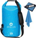 Enthusiast Gear Dry Bag 15L – Waterproof Floating Roll Top Dry Sack for Kayaking Boating Camping &amp Beach – Includes Quick Dry Microfiber Towel (Blue)