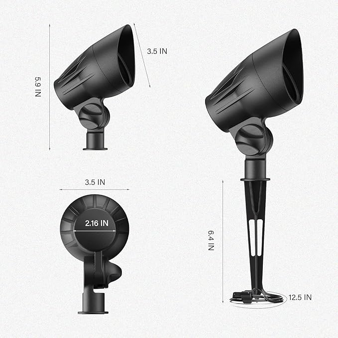 GOODSMANN Low Voltage Landscape Spotlights 5W LED Outdoor Floodlights 2700K Warm White Replaceable LED Outside Hardwired Lighting with Metal Stake Cable Connector Replaceable
