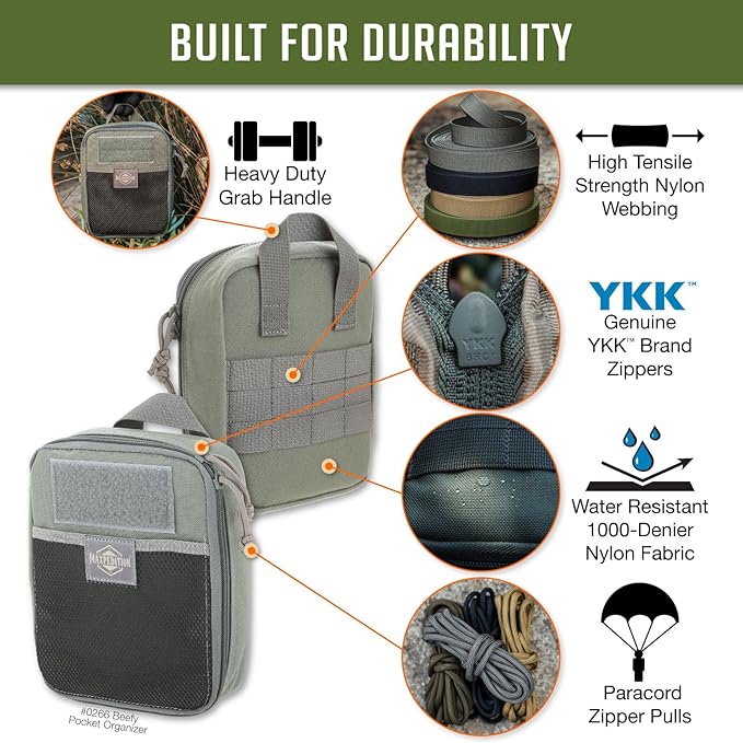 MAXPEDITION Beefy Pocket Organizer Compact MOLLE-Compatible 1000D Nylon Tactical Pouch Everyday Carry Tool and Gear Storage for Outdoor Tactical Survival 0266