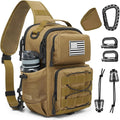 G4Free Tactical Sling Bag for Men Women EDC Concealed Carry Bag with Molle Crossbody Shoulder Pack (Khaki)