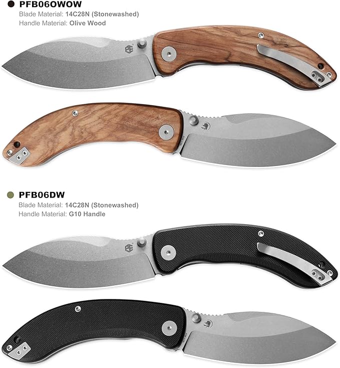 Petrified fish PFB06 Zonda Folding Knife3.74 14C28N Steel Stonewashed Blade G10 Handle Folding Pocket Knife for EDC Camping Outdoor (Black Stonewashed)