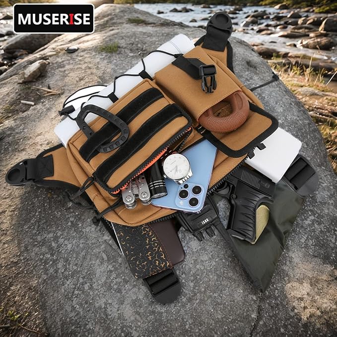 Muserise Outdoor Chest Bag For Men and Women Tactical Vest For Running Cycling EDC Chest Pack Rig For Sports and Workouts