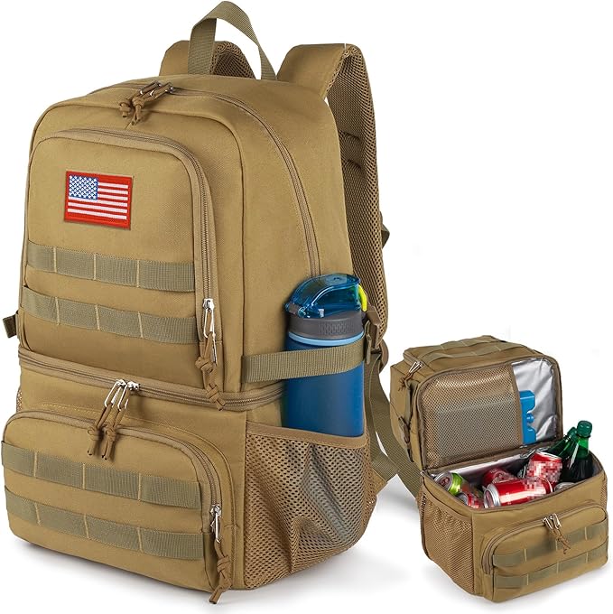 Tactical Double Deck Cooler Backpack for MenLarge Lunch Backpack with 2 CompartmentSoft Cooler Bag