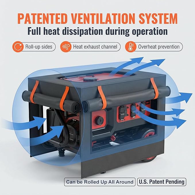 Generator Covers Generator Covers While Running 32X24X24 inches Top Can be Opened With Tool Bag and Visual Operation Window Suitable for 3000W-12000W Frame Generator Black.