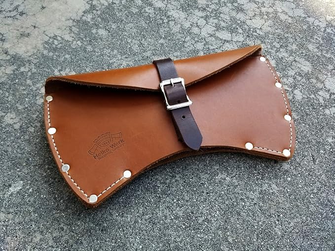 1844 Helko Werk Germany Leather Axe Sheath - Brown Leather Single Compartment 36 Inches Open Top