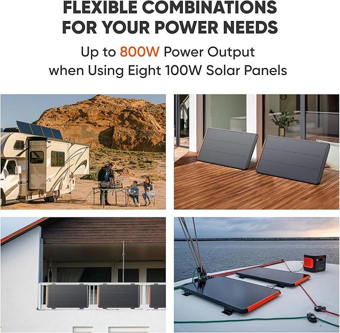 Jackery SolarSaga 100 Prime Bifacial DIY Solar Panel 100W Portable Solar Charger Featuring 25% Conversion Efficiency IP68 Waterproof Solar Generator - Vans Roofs Balconies RV Off-Grid Cabins.