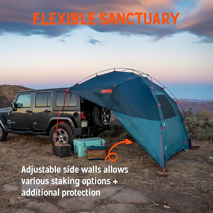 Kelty Highroads Overlanding Shelter - Universal Mount Car Camping Tent with Large Zippered Entry Aluminum Frame Adjustable Walls and Windows UV Protection Rainproof Stuff Duffel Included 2024