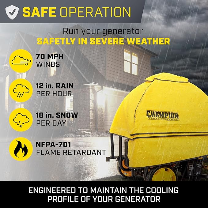 Champion Power Equipment 100376 Storm Shield Severe Weather Portable Generator Cover by GenTent for 4000 to 12500-Starting Watt Generators