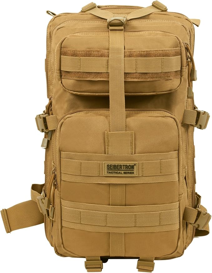 Seibertron Falcon Water Repellent Hiking Camping Backpack Compact Pack Summit Bag Khaki 37L