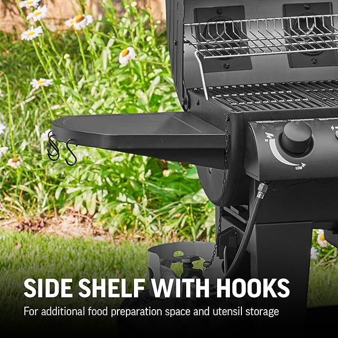 Char-Griller® Dual-Function 2-Burner 24000 BTU Propane Gas and Charcoal Combination Grill and Smoker with 870 Cooking Square Inches in Black Model E5030