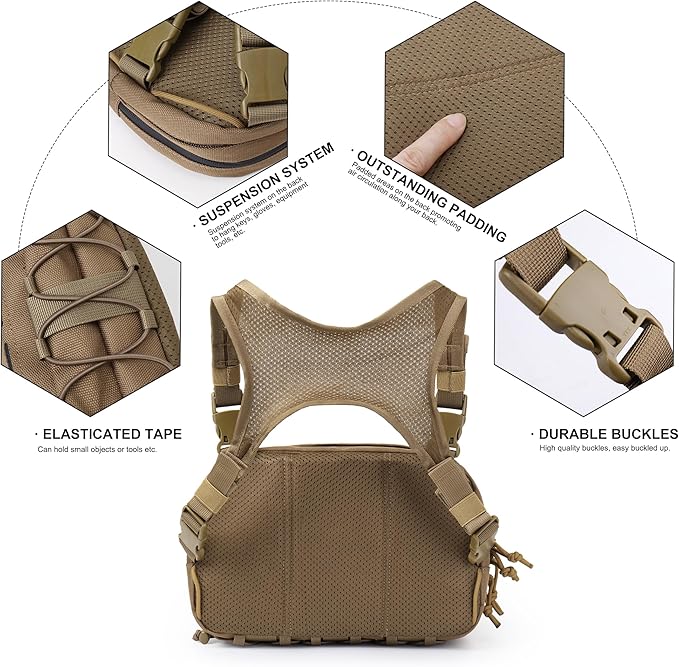 Mardingtop Chest Bag for MenOutdoor Tactical Molle Vest Chest Pack for RunningCyclingHikingEDCTravel