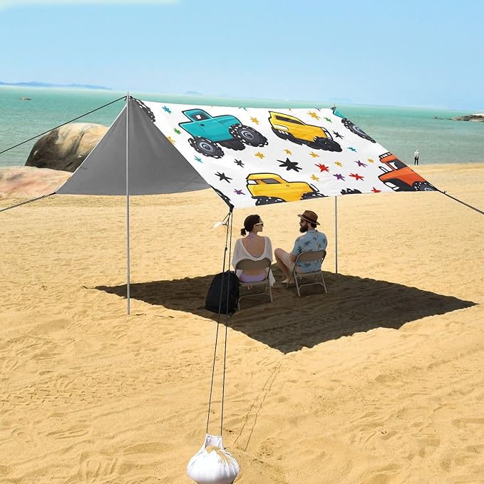 ALAZA Star Truck Cartoon Beach Tent Sun Shelter Portable Canopy Sunshade for Outdoor Camping Picnics Backyard Fun 10x9 ft