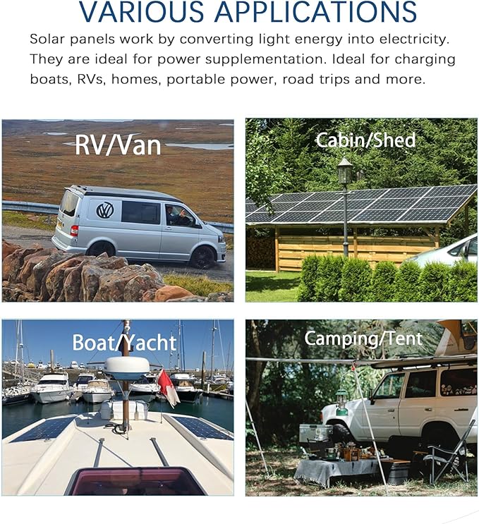Flexible Solar Panel kit 100W Monocrystalline module10A charge controllerExtension cable Off-Grid Charger for RV Boat Van Car Curve Surfaces (100W SOLAR KIT)