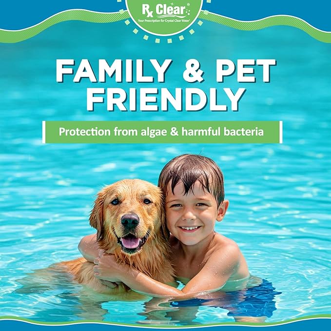 Rx Clear 1 Inch Chlorine Tabs | 50 Pounds | Use Tablets as Bactericide Algaecide &amp Disinfectant in Swimming Pools | Stabilized Long Lasting Slow Dissolving &amp UV Protected