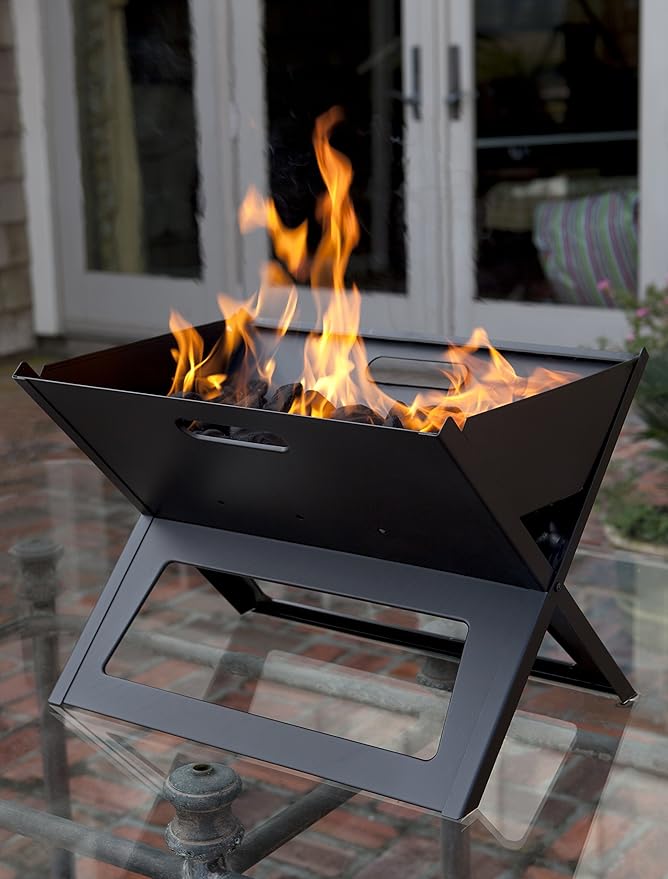 Fire Sense 60508 Notebook BBQ Grill 3.5mm Cooking Bars Instant Foldable &amp Easy Portability For Outdoor Barbecues Camping Traveling Picnics Garden Beach Party - Black