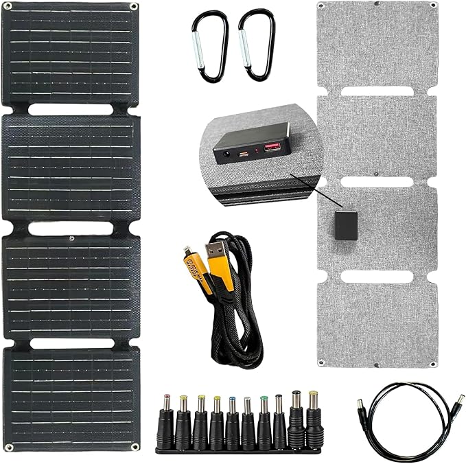 30W Portable Foldable Solar Panel 4-Fold Solar Charger with USB QC3.0 &amp DC 18V Outputs lPx4 Waterproof Solar Panel Charger for Camping Hiking Portable Source Emergency Power Outage