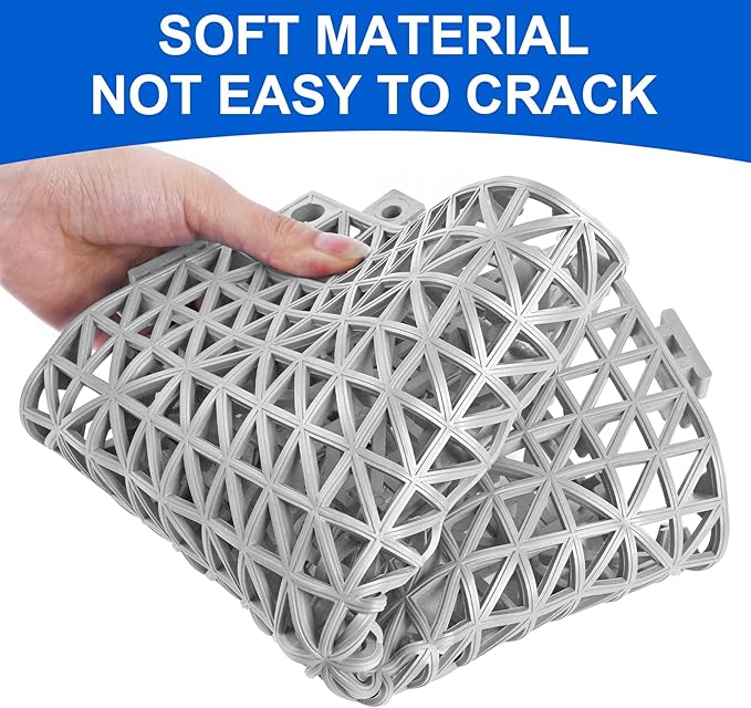 MYFAMIREA Modular Interlocking Cushion 48 Pack 11.8 x 11.8 Rubber Floor Tiles Non-Slip Splicing Drainage Mats for Deck Gray