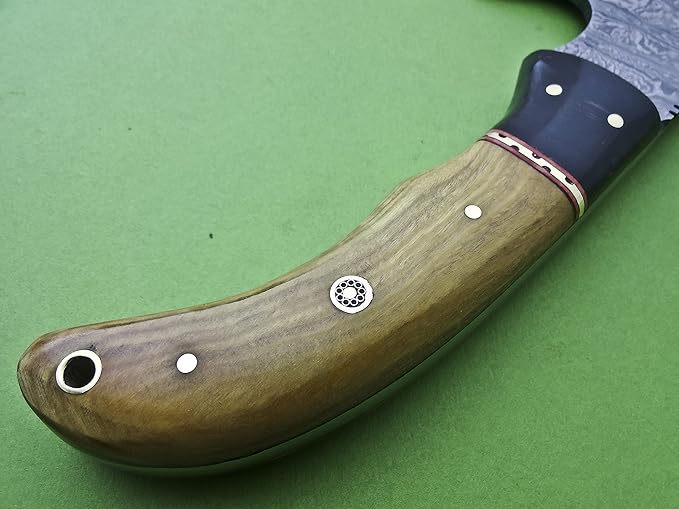 Poshland AX-45 Custom Handmade Damascus Steel 9 Inches Axe - Exotic Wood and Bull Horn Handle