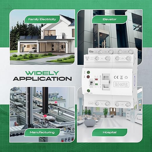 Mini Automatic Transfer Switch 4P 63A 110VATS Automatic/Manual DIN Rail Mount Dual Power Transfer Switch for Home Generator RVPublic/Backup Power Supply