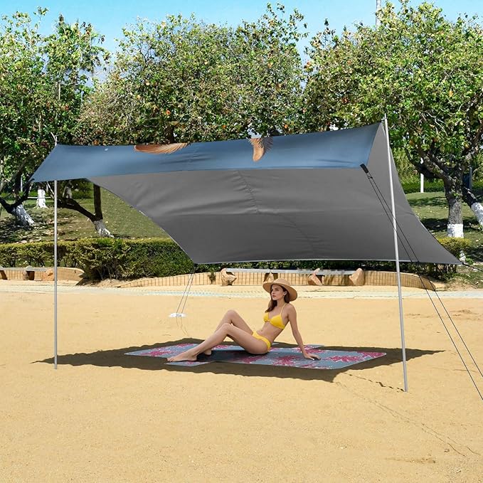 ALAZA Puppy Run at The Beach Beach Tent Sun Shelter Portable Canopy Sunshade for Outdoor Camping Picnics Backyard Fun 10x9 ft