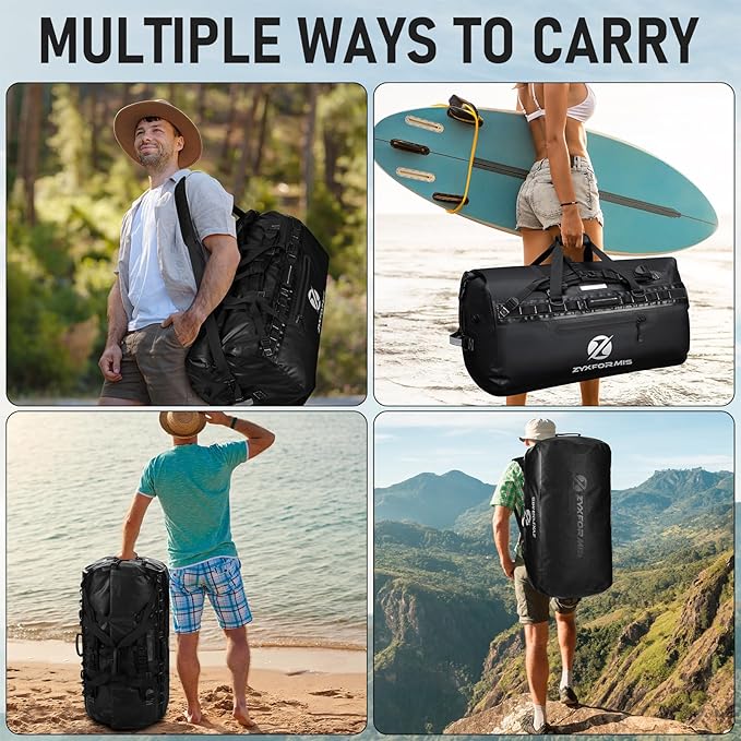 Waterproof Duffle Bag Large Marine Dry Bags Heavy Duty Adventure Travel Bag for Men and Women Waterproof Duffel Backpack for Kayaking Boating Hiking Camping Vacation 65L 110L 160L