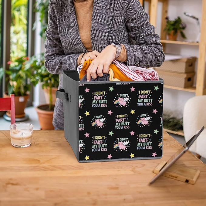 Durable Foldable Storage Boxes I Didnt My Blew You A Kiss Cute Pig Multi-Use Collapsible Bins for Closet Office Efficient Storage System