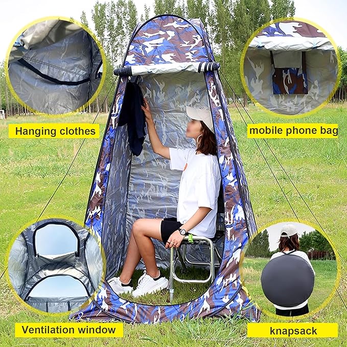 Pop-up Changing Room Private Tent - Pontoon Boat Changing Room Camp Toilet Camping and Beach Rain Shelter - Light Weight Strong Easy to Set Up Foldable - with Carry Bag