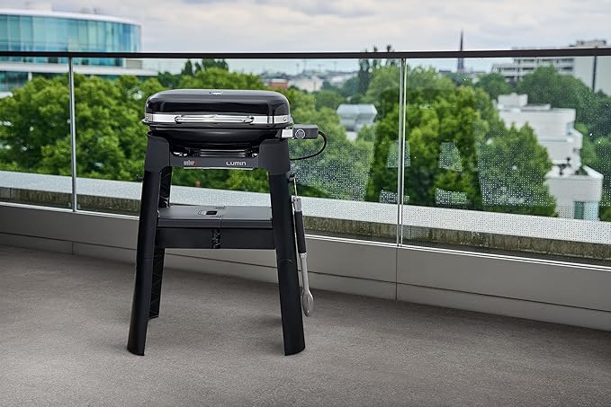 Weber Lumin Portable Outdoor Electric Barbecue Grill for Small Spaces and Travel Seafoam Green