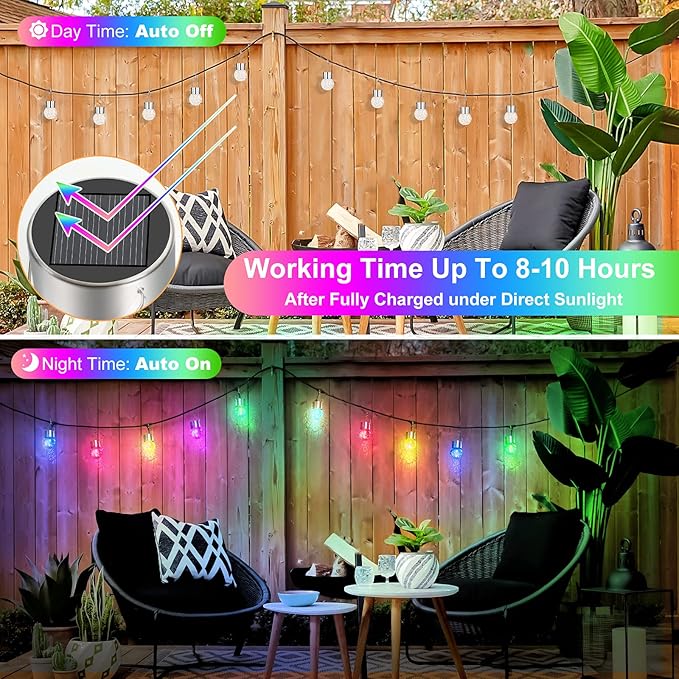 12Pack Outdoor Hanging Solar Lights - Cracked Glass Solar Lights Waterproof LED Decorative Ball Lights Tree Solar Powered Globe Lights with Hook for Garden Yard Fence Christmas Decoration Multicolor
