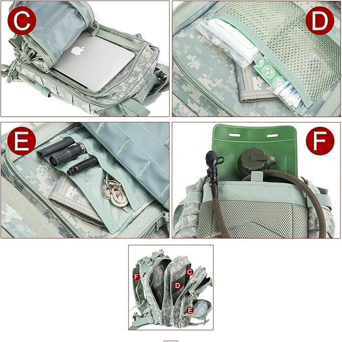 Small Military Tactical Backpack Army Assault Rucksack GYM Hiking Bug Out Bag