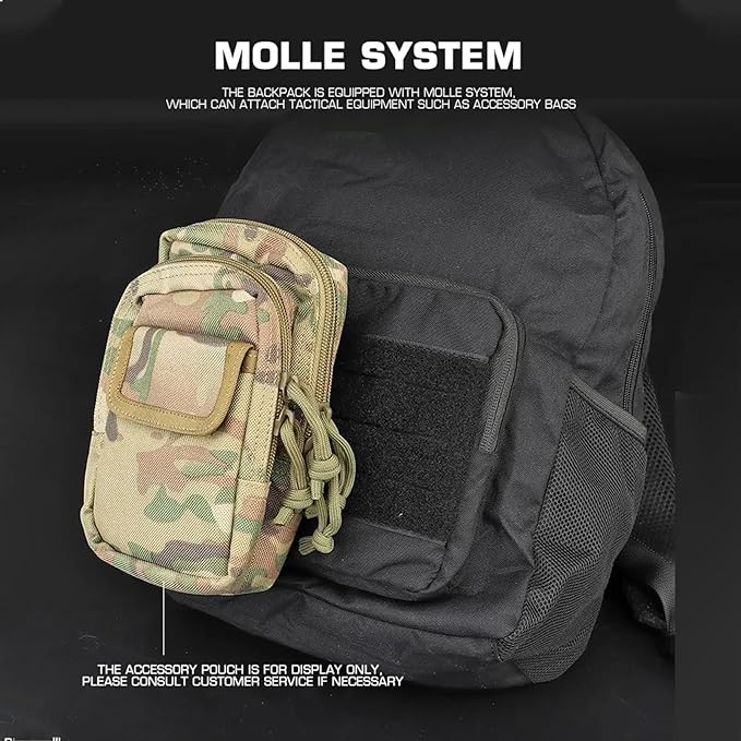 Tactical Backpack Nylon Large Capacity Collapsible Portable Daypack with MOLLE System - Hiking Camping Travel(Green)