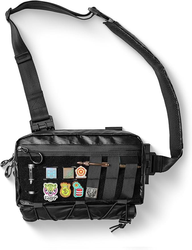 TACTICAL_GEEK Cache L3 Crossbody Shoulder Bag Multipurpose Daypack Chest Backpack Casual Sling Bag for Men &amp Women (Black Orange)