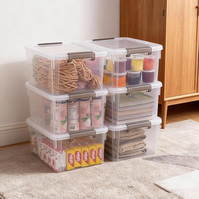 Citylife 17 QT Plastic Storage Bins with Lids Latching Stackable Storage Containers for Organizing Large Clear Storage Box for Garage Craft Toys Closet Home 1 Packs