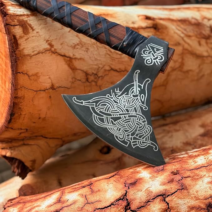 MDM-012 Custom Handmade Viking Axe Real Tomahawk Viking Hatchet Beared Camping Axe 5160 HIGH Carbon Steel Blade Throwing Set Vintage Ax Viking Gift for Him - Viking Gifts for Him