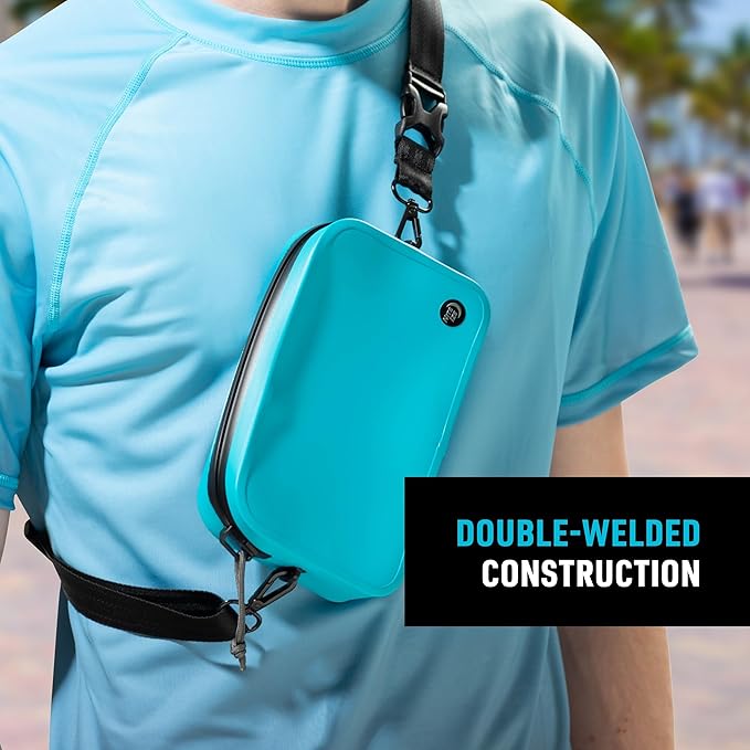 Nite Ize RunOff Waterproof Hip Pack - Beach &amp Hiking Essential - Bag for Phone &amp Travel Essentials - Crossbody Beach Tote &amp Travel Pouch with IP67 Rating - Blue