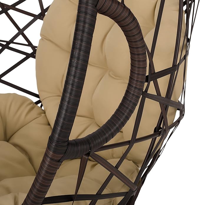 Christopher Knight Home Isaiah Indoor/Outdoor Wicker Tear Drop Hanging Chair (Stand Not Included) Multi-Brown and Tan