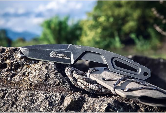 Extrema Ratio - Versa (Black - Expeditions) Fixed Blade Knife Böhler N690 Steel Blade with Dark Stone Finish Lightweight Aluminum Handle Ergonomic Design Precision Italian Craftsmanship