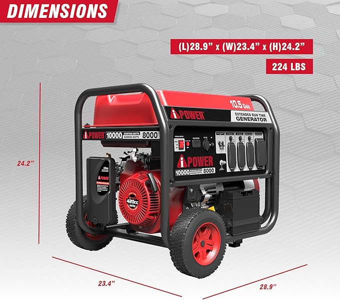 A-iPower 10000-Watt Electric Start Portable Generator Gas Powered with 420cc OHV Engine Heavy Duty Generators For Jobsite Home Use Emergency (AP10000E)