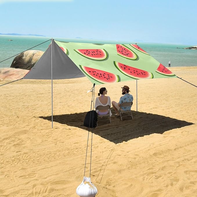 ALAZA Watermelon Cut Pattern Beach Tent Sun Shelter Portable Canopy Sunshade for Outdoor Camping Picnics Backyard Fun 10x9 ft