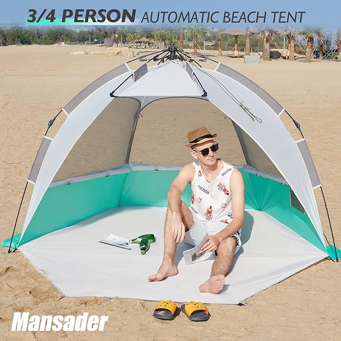 Beach Tent Pop Up Shade Instant Beach Tents Sun Shelter with UPF 50+ UV Protection Lightweight &amp Easy Setup Tent