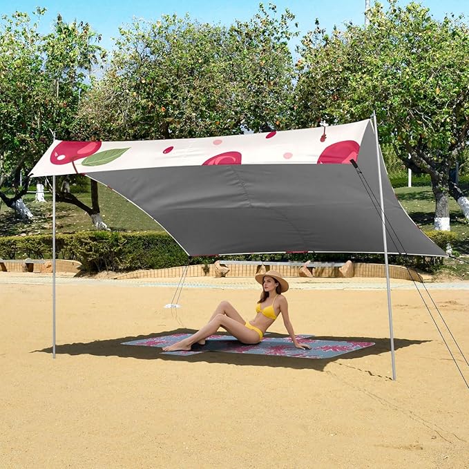 ALAZA Cherry Beach Tent Sun Shelter Portable Canopy Sunshade for Outdoor Camping Picnics Backyard Fun 10x9 ft