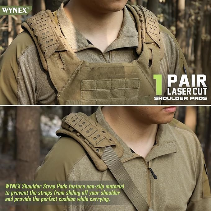 WYNEX Tactical Mag Admin Pouch 2 Pack Shoulder Strap Pad for Vest Carrier Molle Utility Tool Pouch Medical EMT Organizer Backpack Strap Cushion Pads