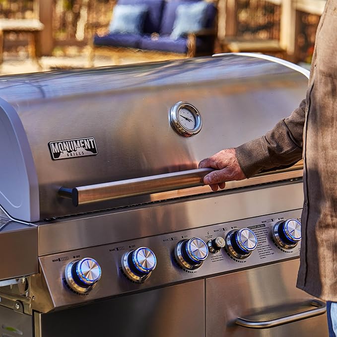 Monument Grills 77352 6-Burner Stainless Steel Cabinet Style Propane Gas Grill with Smoke Box(2 Items)