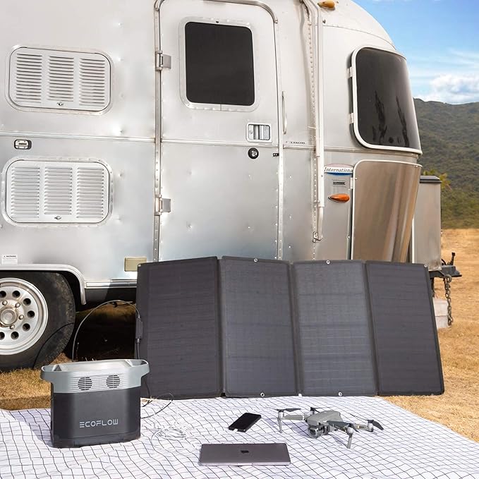 EF ECOFLOW 160 Watt Portable Solar Panel for Power Station Foldable Solar Charger with Adjustable Kickstand Waterproof IP68 for Outdoor Camping RV Off Grid System
