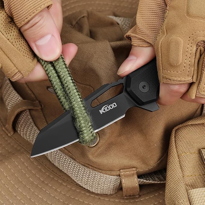 KIDOO Folding Pocket Knife 2.83 5CR15 Stainless Steel Blade G10Handle with Clip - EDC Knife for Hunting Camping Hiking Tactical Survival Present for Men Dad Women (Drop Point)