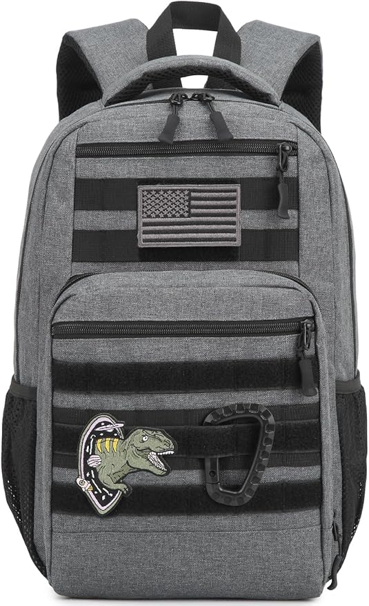 Kids Tactical Backpack Army Molle Bookbag Military Boys Backpack for School Outdoor Camping Grey