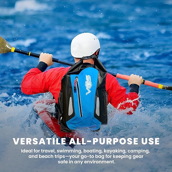 VOS Waterproof Premium Dry Bag | All-purpose Lightweight Dry Storage Backpack for Travel Swimming Boating Kayaking Camping Beach (Blue/Black)