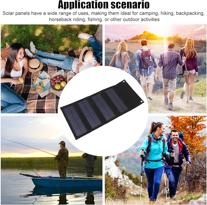 Solar Panel Kit Portable Solar Panel 40W Output Efficiency High Conversion Efficiency Foldable Solar Panel Portable Solar Panels for Hiking for Backpacking (Black)